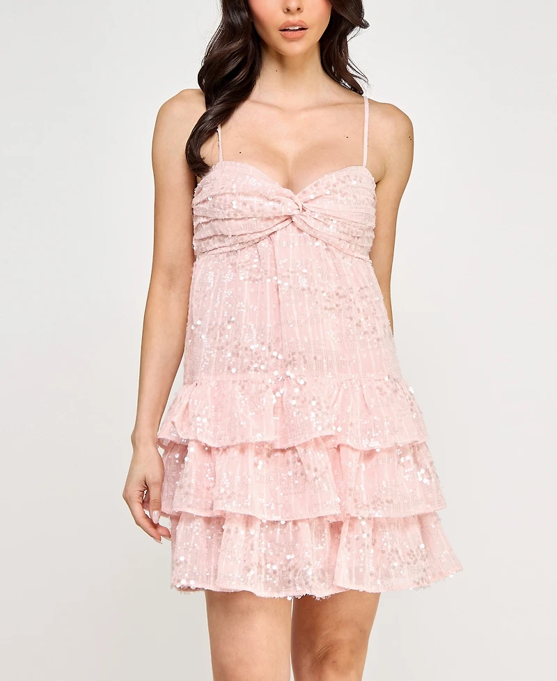 Seni & Cade Juniors' Sequin Embellished Sleeveless A-Line Dress