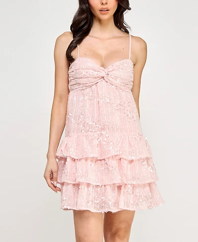 Seni & Cade Juniors' Sequin Embellished Sleeveless A-Line Dress