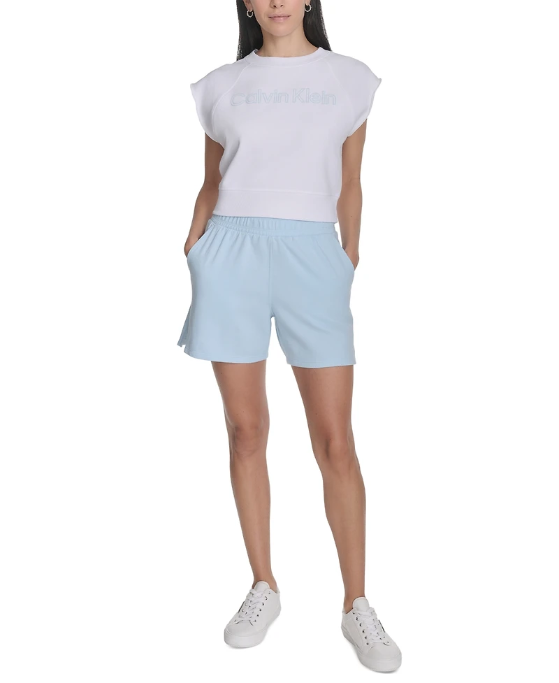 Calvin Klein Performance Women's French Terry Smocked-Waist Shorts