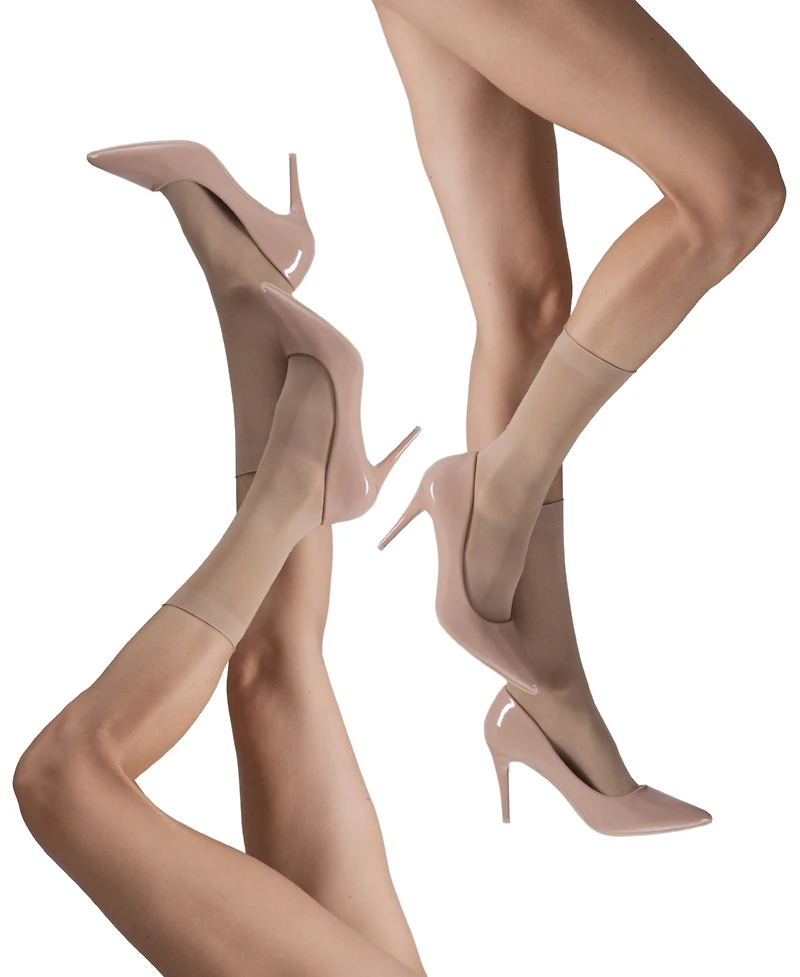 Lechery Women's Set of Two Lustrous Silky Shiny Sheer Dress Socks
