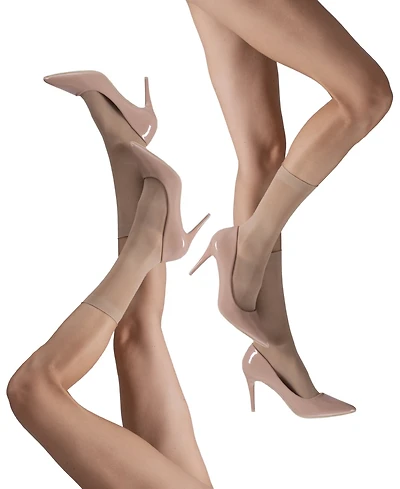 Lechery Women's Set of Two Lustrous Silky Shiny Sheer Dress Socks