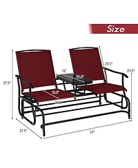 2 Person Outdoor Patio Double Glider Chair Loveseat Rocking