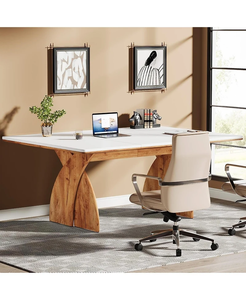 Tribesigns Executive Office Desk, Large Computer Desk, Modern Wood Desk with Heavy Duty Legs, Laptop Desk Study Writing Table Business Furniture, Work