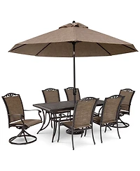 Wythburn Outdoor Dining 7pc Set (72"x38" Table & 4 Filigree Sling Chairs 2 Swivel Chairs), Created for Macy's