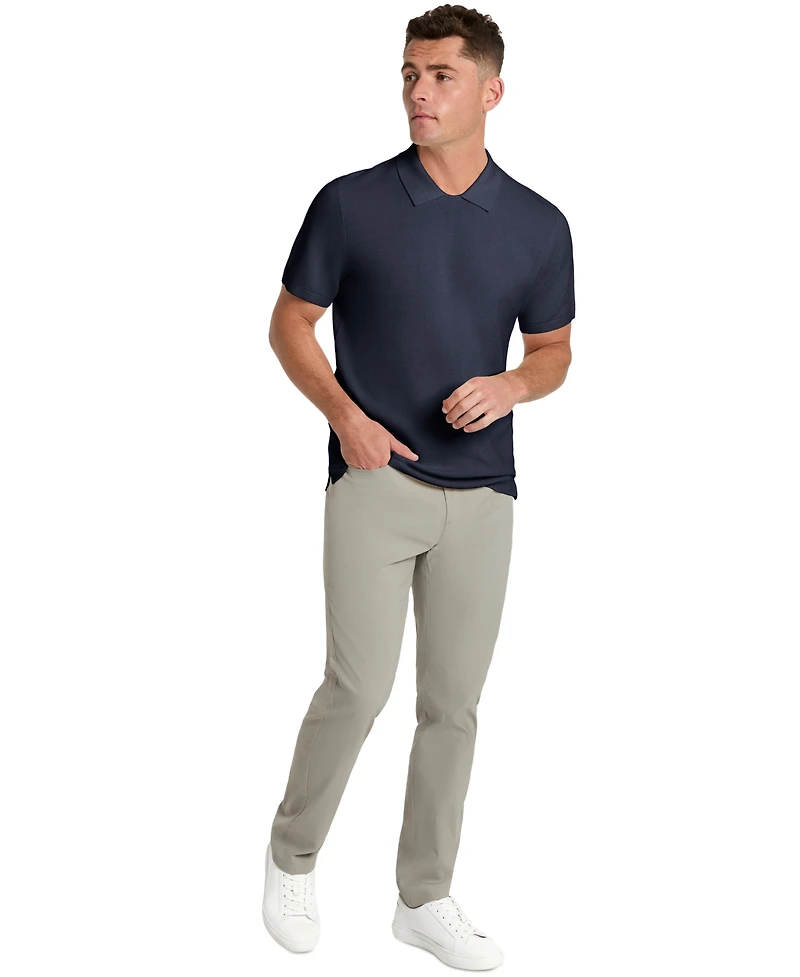 Kenneth Cole Men's Short Sleeve Waffle Knit Polo Sweater