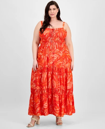 Taylor Plus Tiered Floral-Print Maxi Dress