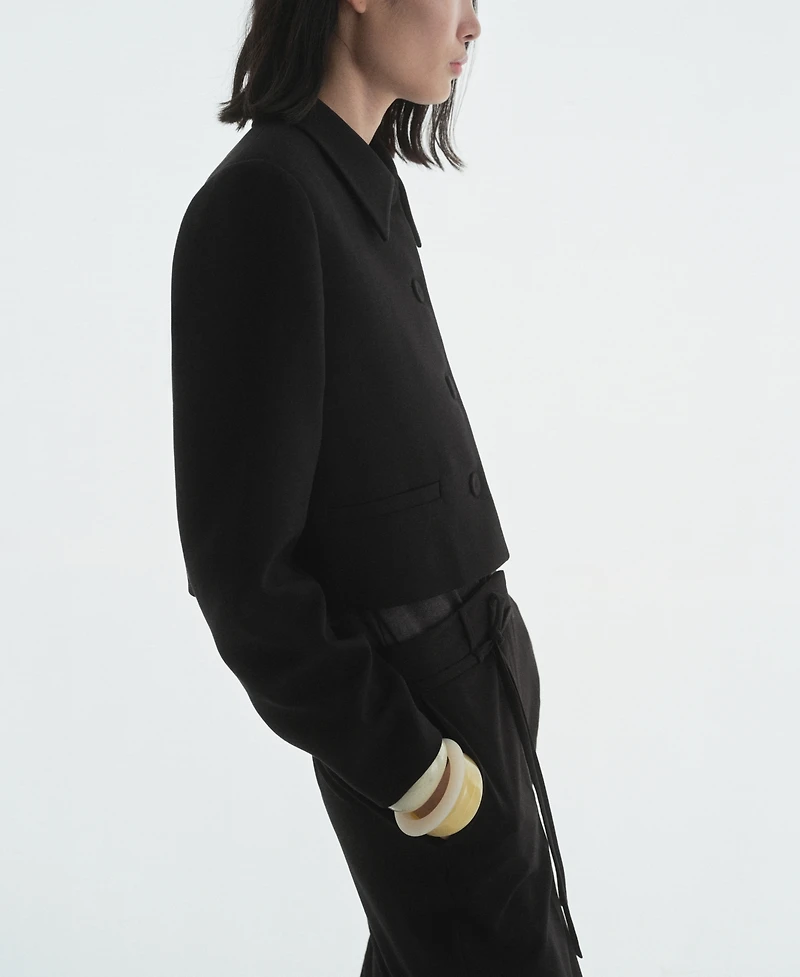 Mango Women's Crop Lapel Suit Jacket