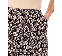 CeCe Women's Printed Tie-Waist High-Rise Flowy Pants