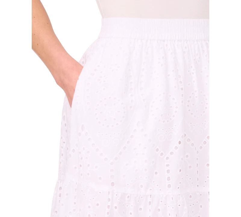 CeCe Women's Cotton Tiered Circle Midi Skirt