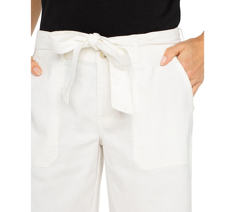 Liverpool Los Angeles Women's Belted Cropped Wide-Leg Pants