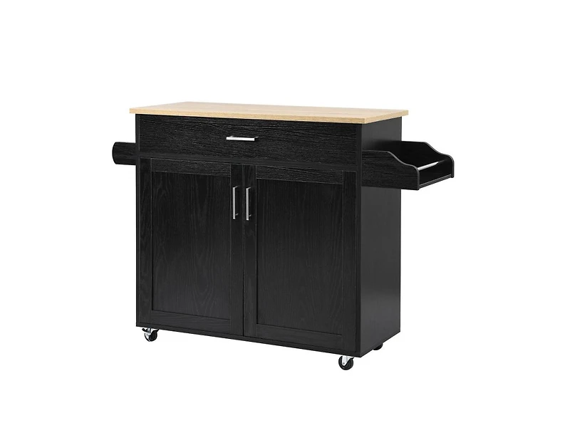 Rolling Kitchen Island Cart with Towel and Spice Rack