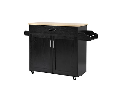 Rolling Kitchen Island Cart with Towel and Spice Rack
