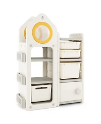 Multipurpose Toy Chest and Bookshelf with Mobile Trolley for Bedroom