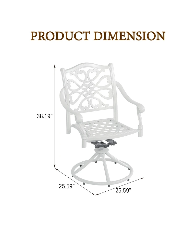Patio Dinning Swivel Chair Set of 2 Outdoor Swivel Rocker Patio Chairs Bistro Chairs Outdoor Dining Chairs, White