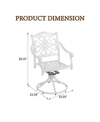 Patio Dinning Swivel Chair Set of 2 Outdoor Swivel Rocker Patio Chairs Bistro Chairs Outdoor Dining Chairs, White