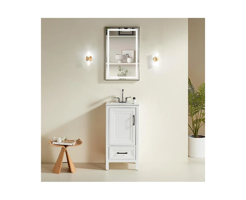 Casainc Fully Assembled 18" Freestanding Single Bathroom Vanity with Top