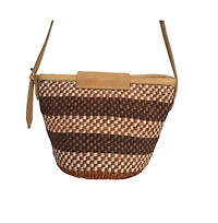 Life Damier Pattern Handwoven Sisal Straw Crossbody Shoulder Bag