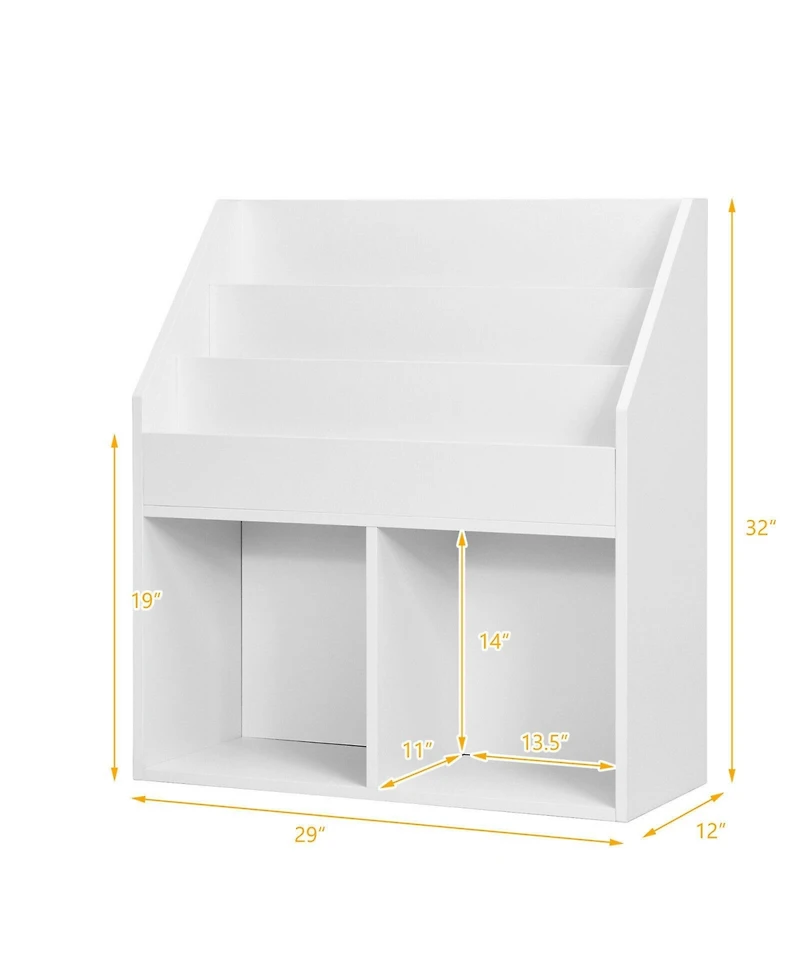 Kids Wooden Bookshelf Bookcase Children Toy Storage Cabinet Organizer