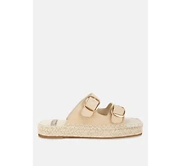 Kuopa Genuine Soft Leather Espadrille Flatform Sandals