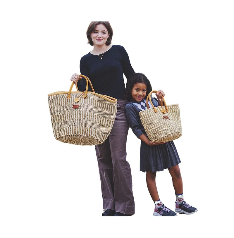 Earth Stripes Handmade Sisal Market Tote Bag