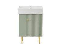 Casainc 21.6" Green Bathroom vanity, Combo Cabinet, Bathroom Storage Cabinet, Single Ceramic Sink, Left side storage