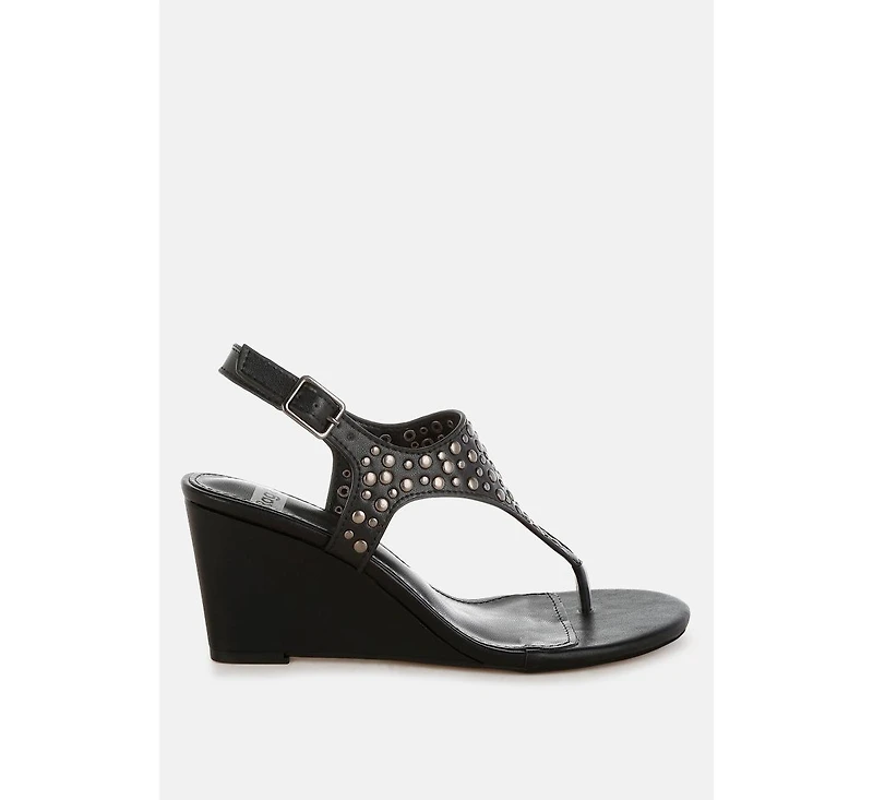 Sappho Studded Thong Toe Wedges