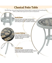 24 Inches Outdoor Bistro Table Cast Aluminium Patio Dining Table Outdoor Round Bistro Table, Bronze