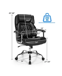 Height Adjustable Big and Tall Office Chair Computer Desk with Metal Base