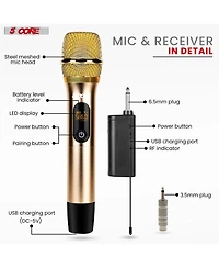 5 Core Wireless Microphones Pair Uhf Professional Handheld Microfonos Inalambricos Dual Cordless Mic System for Karaoke Singing Wedding Dj Party Speec