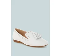 Philoha Studs & Tassels Detail Flat Loafers