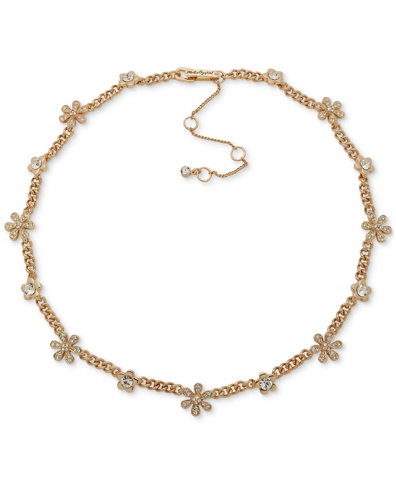 Karl Lagerfeld Paris Gold-Tone Crystal Daisy Chain Collar Necklace, 16" + 3" extender