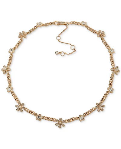 Karl Lagerfeld Paris Gold-Tone Crystal Daisy Chain Collar Necklace, 16" + 3" extender