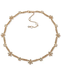 Karl Lagerfeld Paris Gold-Tone Crystal Daisy Chain Collar Necklace, 16" + 3" extender