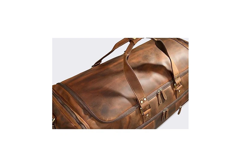 Luxorro 100% Full Grain Leather Duffel Bag - Only Duffel You will Need