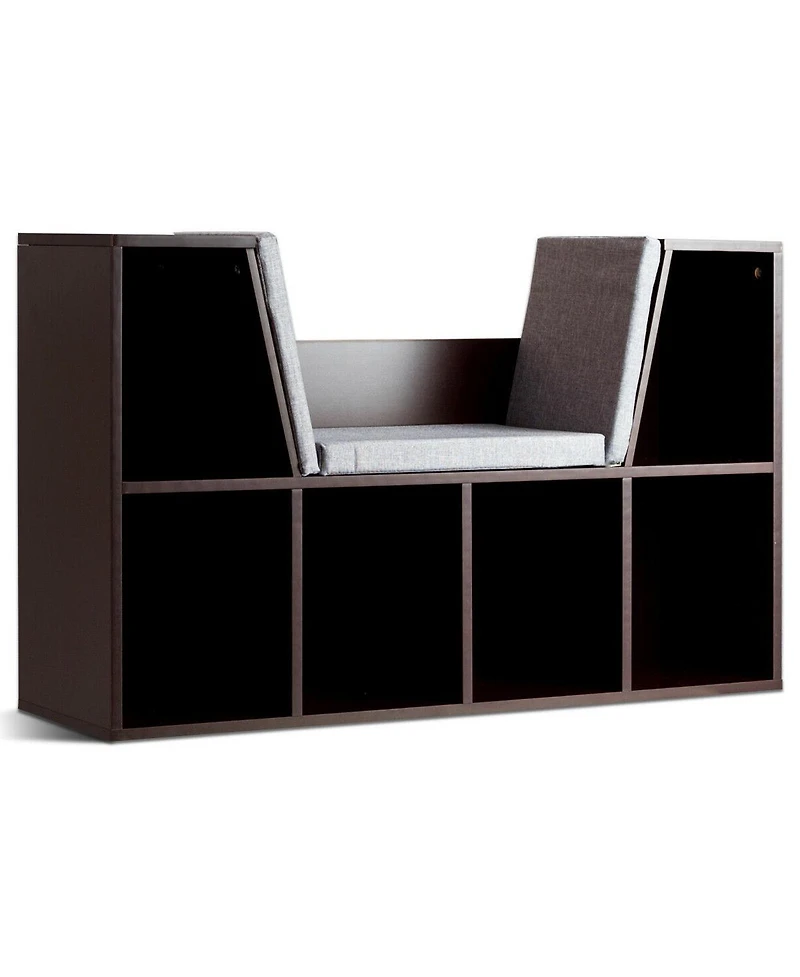 6-Cubby Kid Storage Bookcase Cushioned Reading Nook