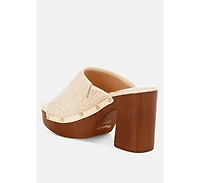 Marengo Raffia Wooden Clogs