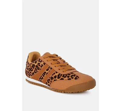 Panther Leopard Print Microfiber Sneakers