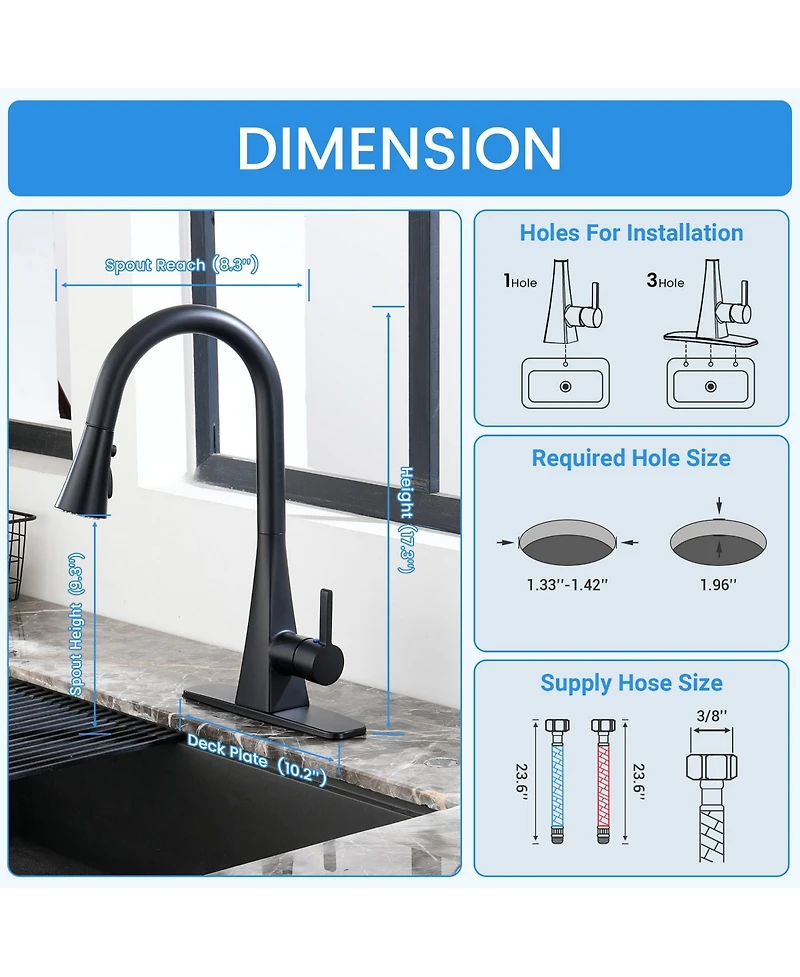 Mondawe Touchelss Pull-Down Kitchen Faucet With Sprayer