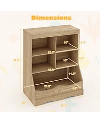 34.5" Kids Bookshelf with 5 Bins for Playroom and Living Room