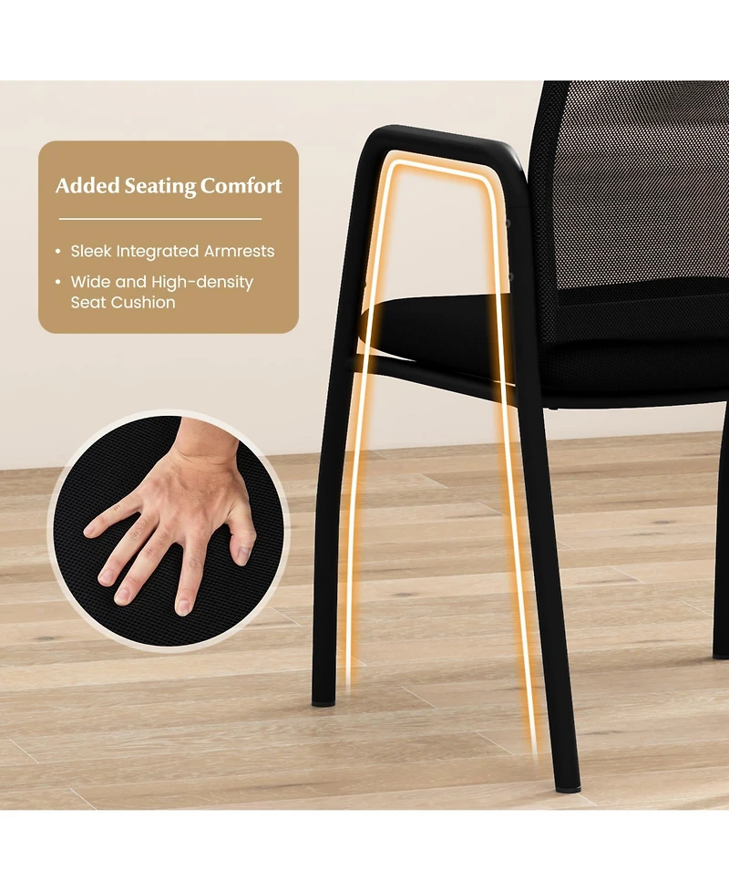 Waiting Room Chair Set of 2 Office Guest Chairs with Ergonomic Mesh Backrest