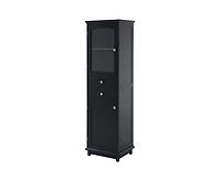 Casainc 63" Tall Bathroom Storage Cabinet with Glass Doors Two Drawers and Adjustable Shelves, Mdf Board Assembly Required