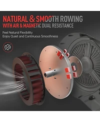 Joroto Rowing Machine, Air Magnetic Foldable Rowing Machines for Home Use, Rower Machine with 49.5" Rail, Backlit Monitor, Bluetooth, App Supported