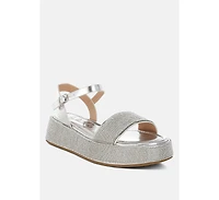 Nensis Rhinestone Embellished Flatform Sandals