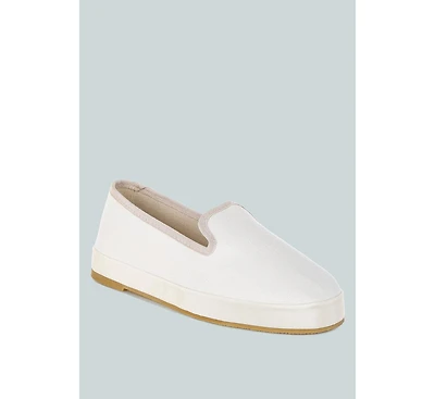 Moshka Round Toe Canvas Slip-On Loafers Women