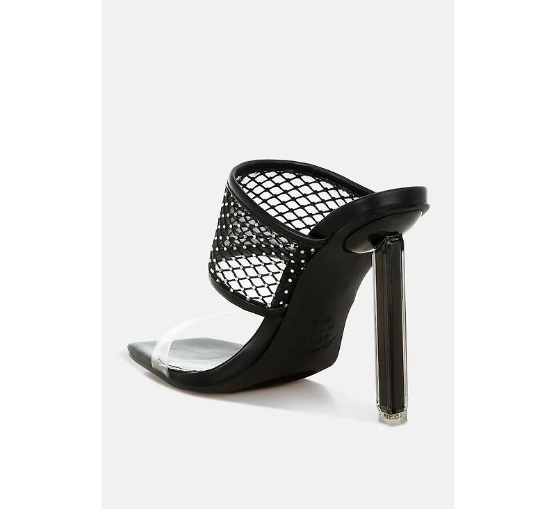 Salween Clear Embellished Square Toe Heels