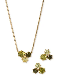 Eliot Danori Cubic Zirconia Trio Pendant Necklace & Stud Earrings, 16" + 2" extender