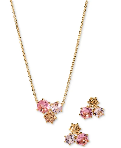 Eliot Danori Cubic Zirconia Trio Pendant Necklace & Stud Earrings, 16" + 2" extender