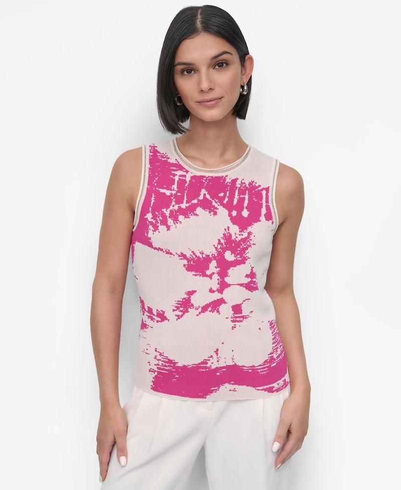 Dkny Petite Floral Sweater-Knit Tank