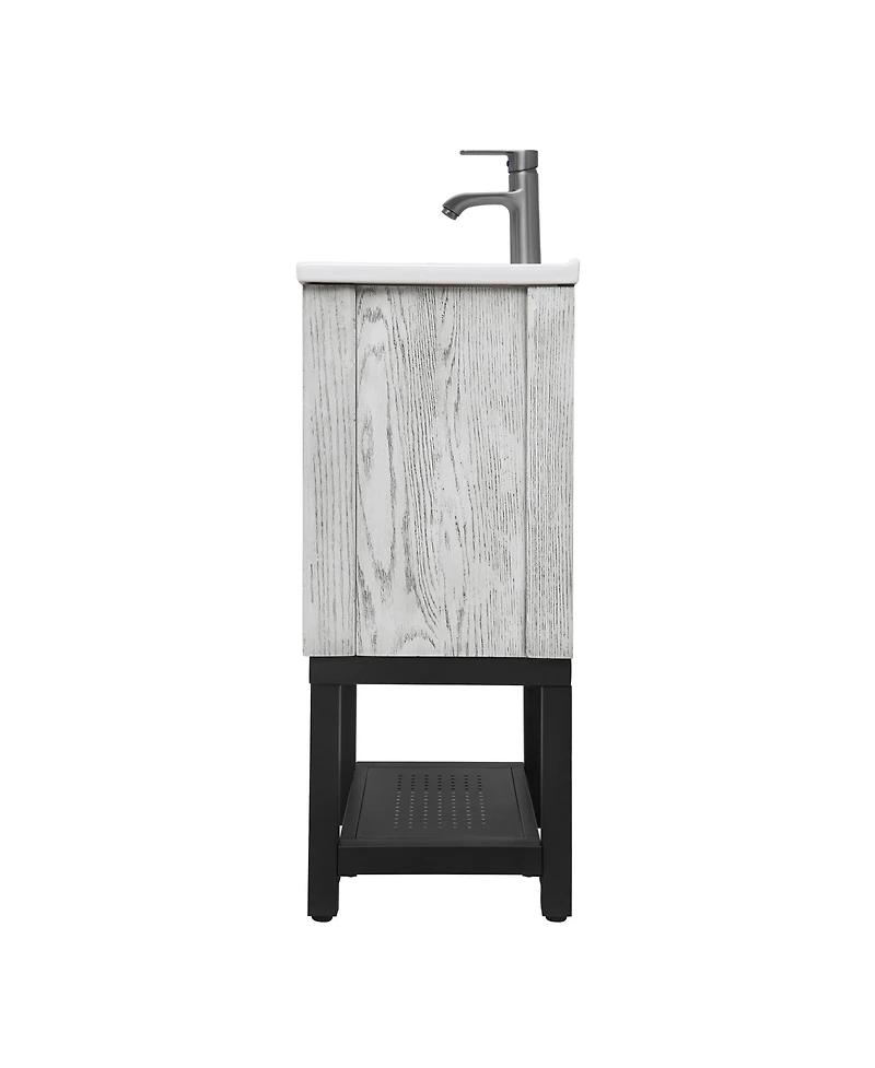 Casainc 20" Small Bathroom Vanity with Sink & Faucet, Freestanding Bathroom Cabinet with White Ceramic Basin