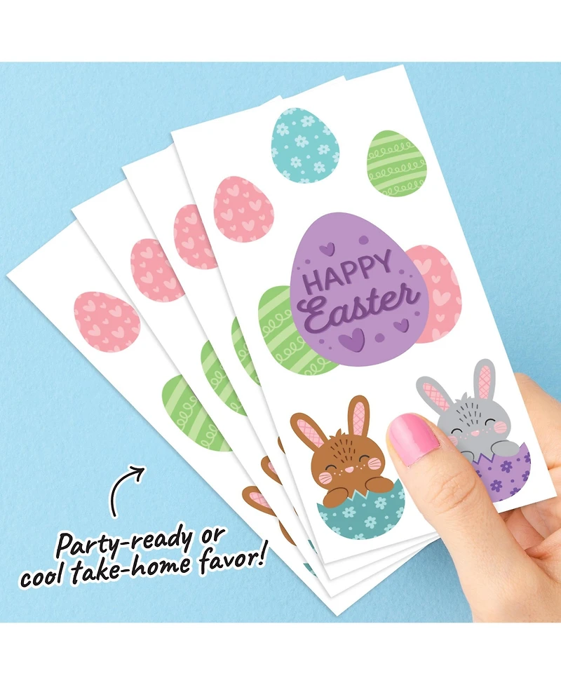 Spring Easter Bunny Tattoos, Colorful Eggs Party Favors (12 Sheets of 6 styles)